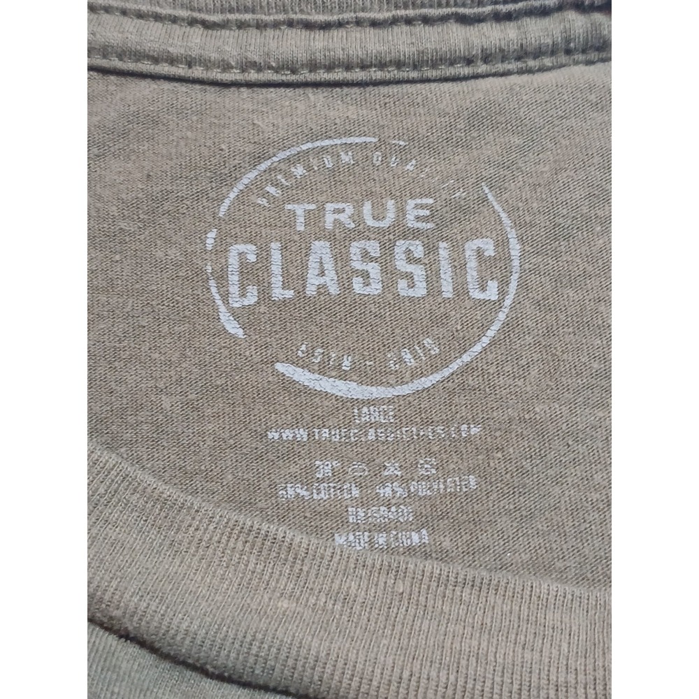 True Classic Premium Quality Crew Neck Tee T Shirt Mens Military Green Large L